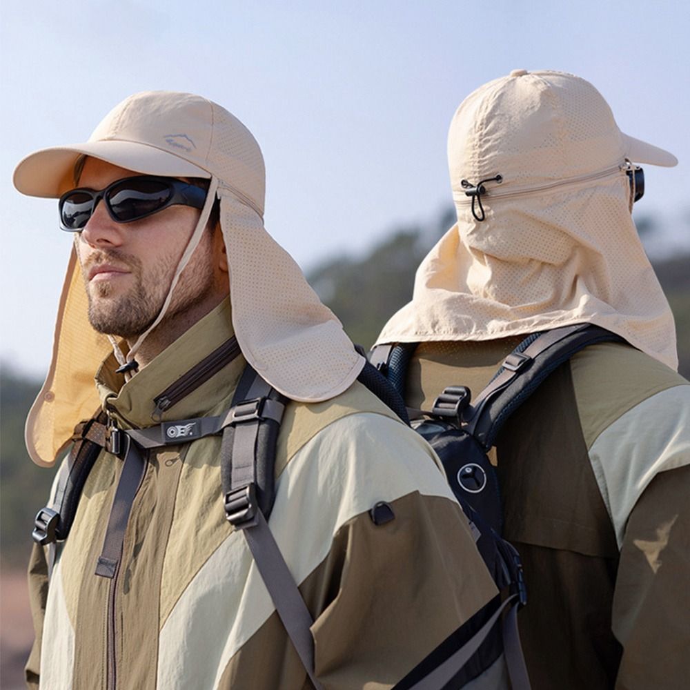 Casquette trucker anti-UV unisexe avec protection nuque, idéale pour l'été et les sports plein air.