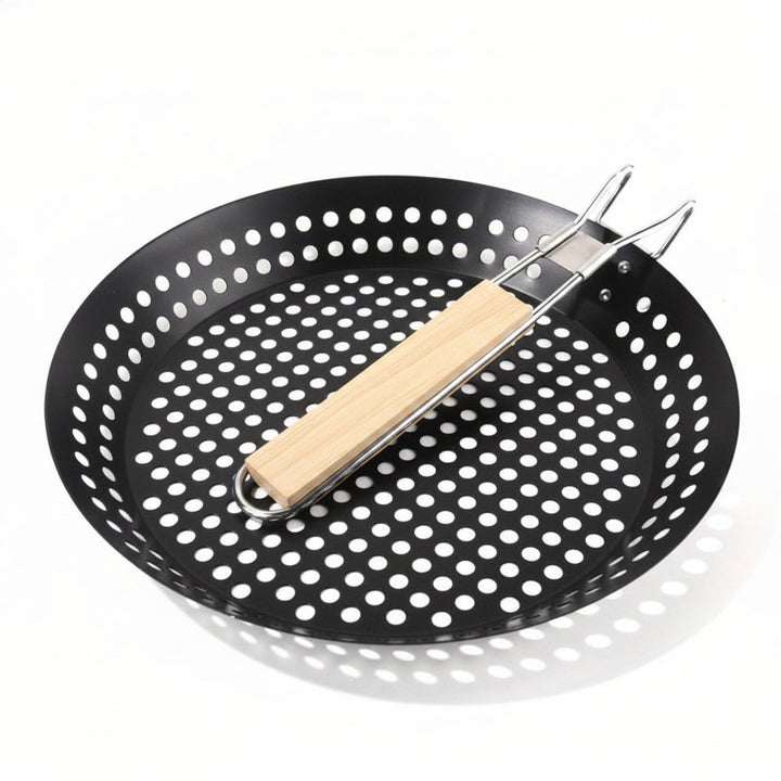 Poêle de cuisson en fonte pour barbecue, idéale pour une cuisson saine et uniforme de vos aliments.