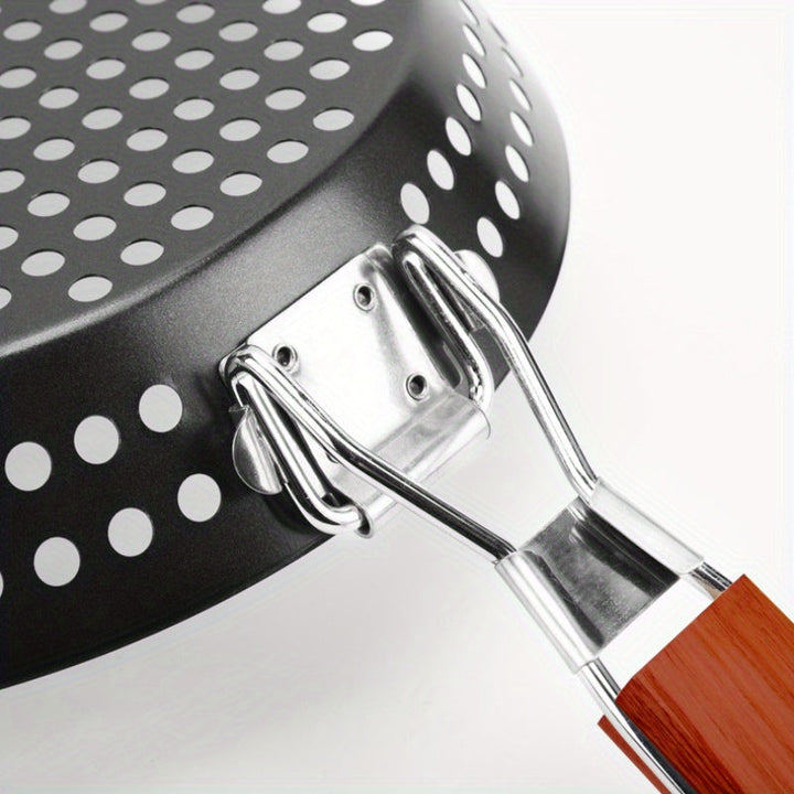 Poêle à griller antiadhésive en fonte, conçue pour les grills extérieurs et la cuisson précise.