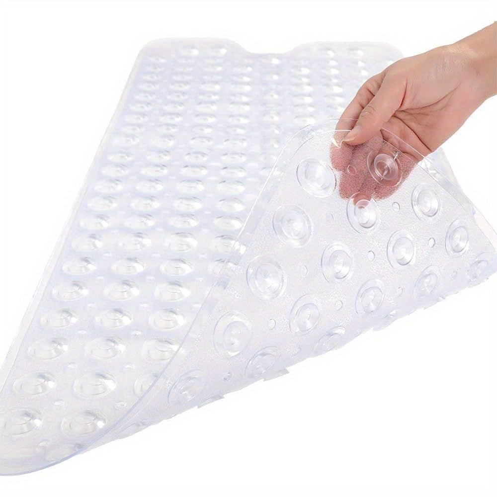Grand tapis de douche de sécurité extra long, avec ventouses, pour une adhérence parfaite et un confort hygiénique.