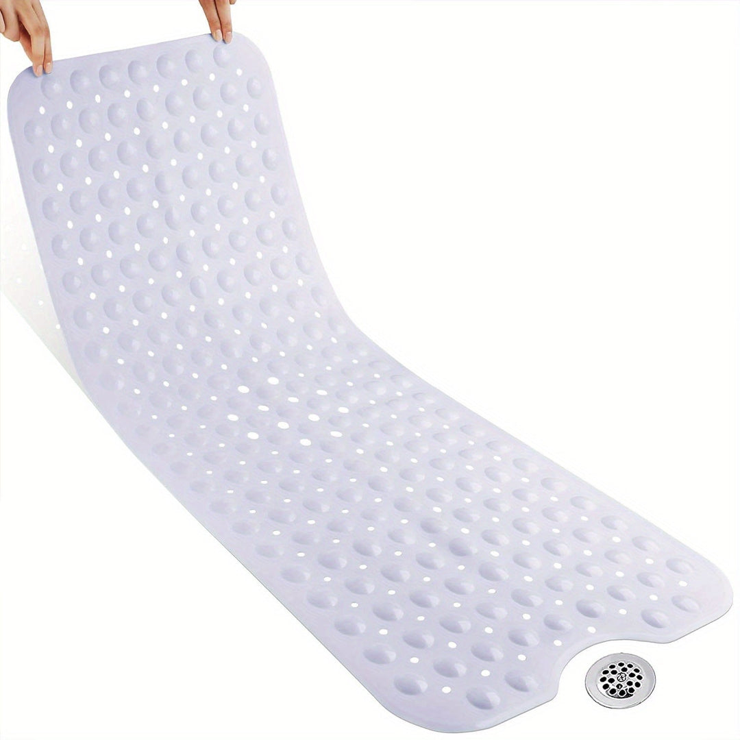 Tapis de bain antidérapant extra long pour baignoire et douche, assurant une sécurité optimale dans la salle de bain.