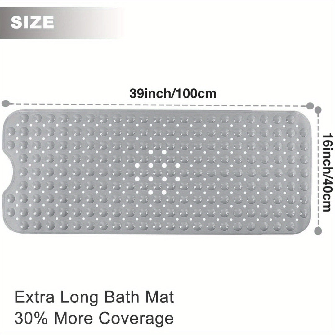 Tapis de bain PVC extra long et robuste, offrant une protection antidérapante fiable pour toute la famille.