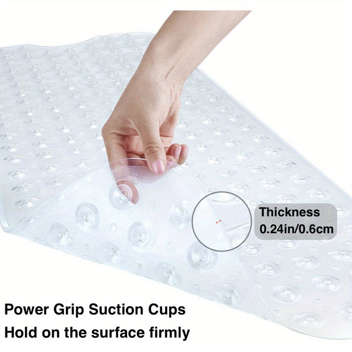Confortable tapis de bain extra long pour baignoire, surface antidérapante douce pour une hygiène optimale.