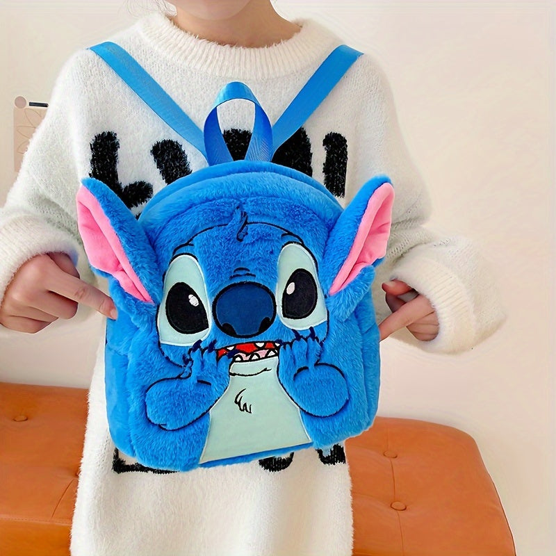 Sac à dos Stitch en peluche, polyvalent pour enfants, excellent sac d'école ou compagnon de voyage.