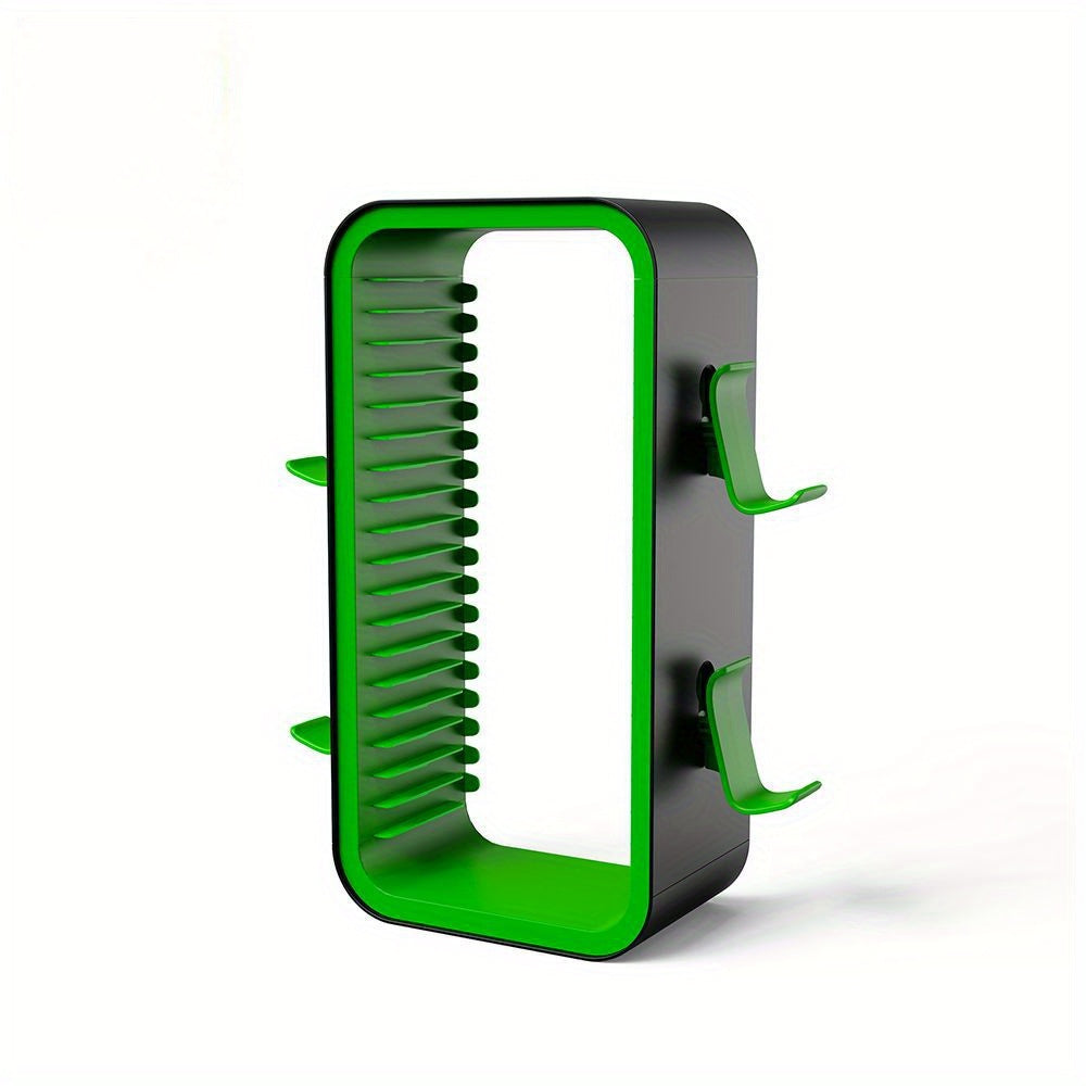 Organisateur élégant et robuste pour jeux PS5, PS4, Switch, Xbox et leurs manettes. Nettoie votre zone de jeu.