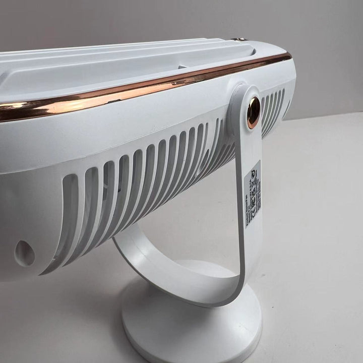 Accessoire de bureau essentiel : ventilateur AeroLux portable, silencieux, USB, rotation 720°.