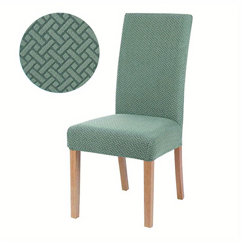 Housse de chaise extensible rouge, protection jacquard. Idéale pour la décoration et le confort de la maison.