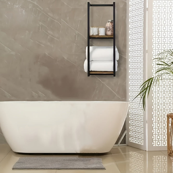 Râtelier en inox pour serviettes, fixation murale, gain de place assuré dans la salle de bain.