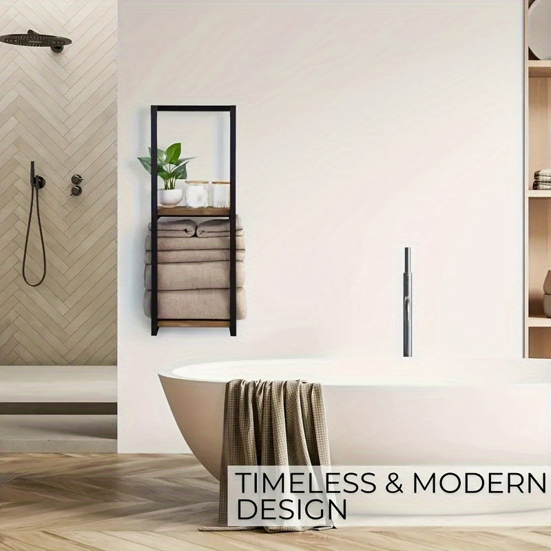 Organisez vos serviettes avec ce râtelier mural en acier inoxydable, accessoire essentiel pour la salle de bain.