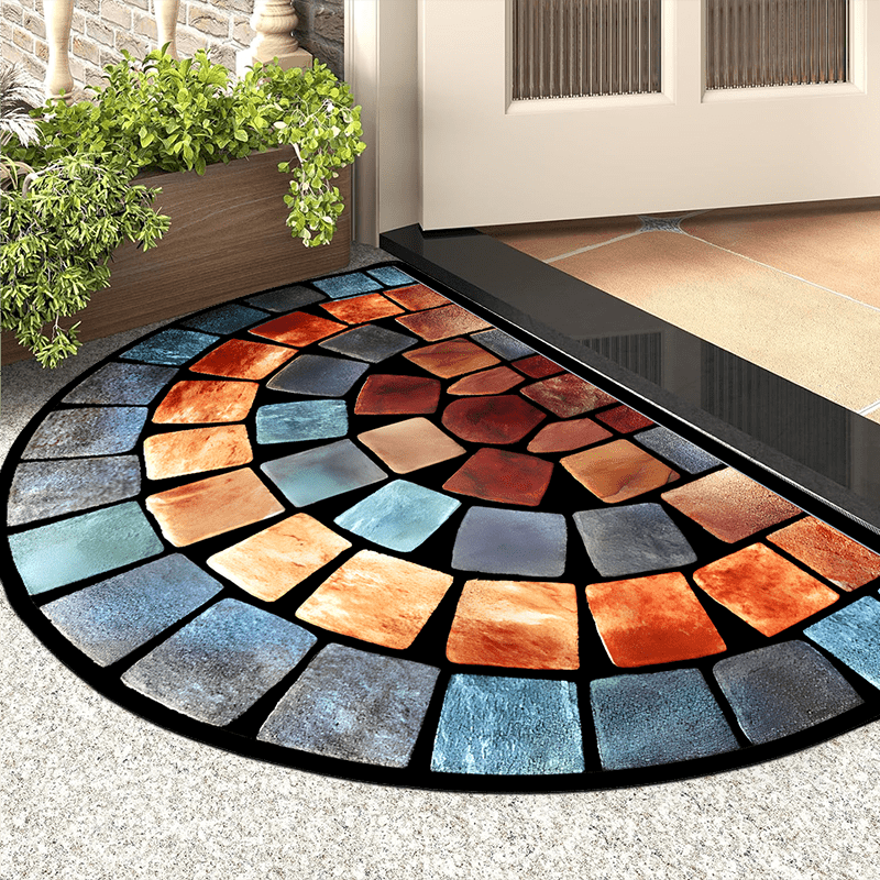 Tapis d'entrée NobleHaven luxueux en polyester antidérapant pour maison, couleur violet.