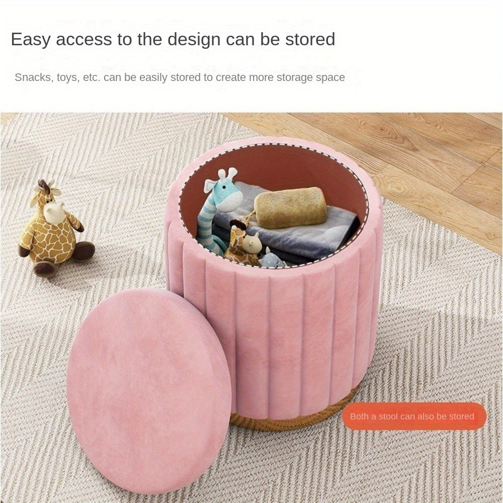 Siège rond avec rangement et miroir, un meuble polyvalent pour optimiser les petits espaces.