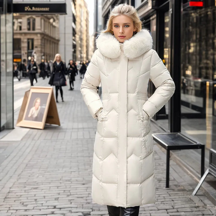 Manteau femme chic, long et slim, parfait pour l'hiver. Élégance et chaleur garanties.