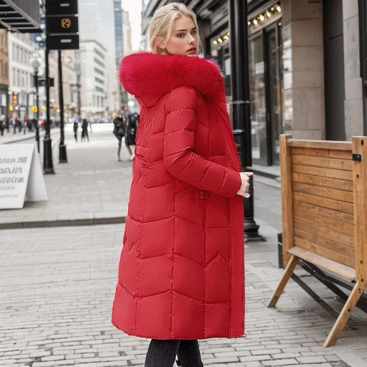Manteau d'hiver femme long, slim, élégant et chaud. Idéal pour un style chic au quotidien.