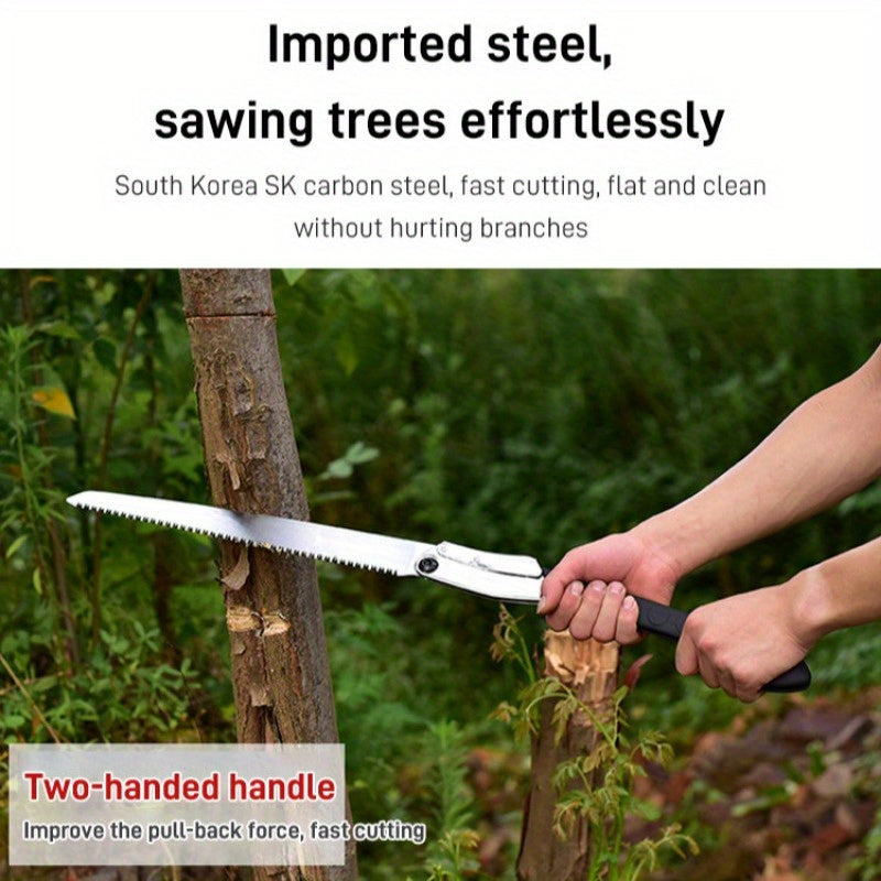 Scie manuelle pliable pour élagage, parfaite pour le camping, le jardinage et couper le bois.