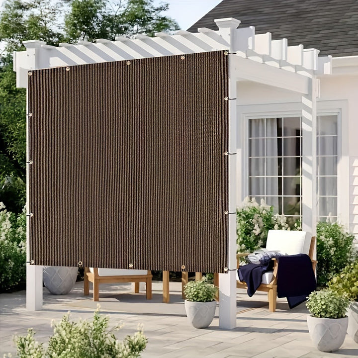 Voile d'ombrage protectrice en PEHD marron, sécurité solaire pour jardin et terrasse, bloque les UV.