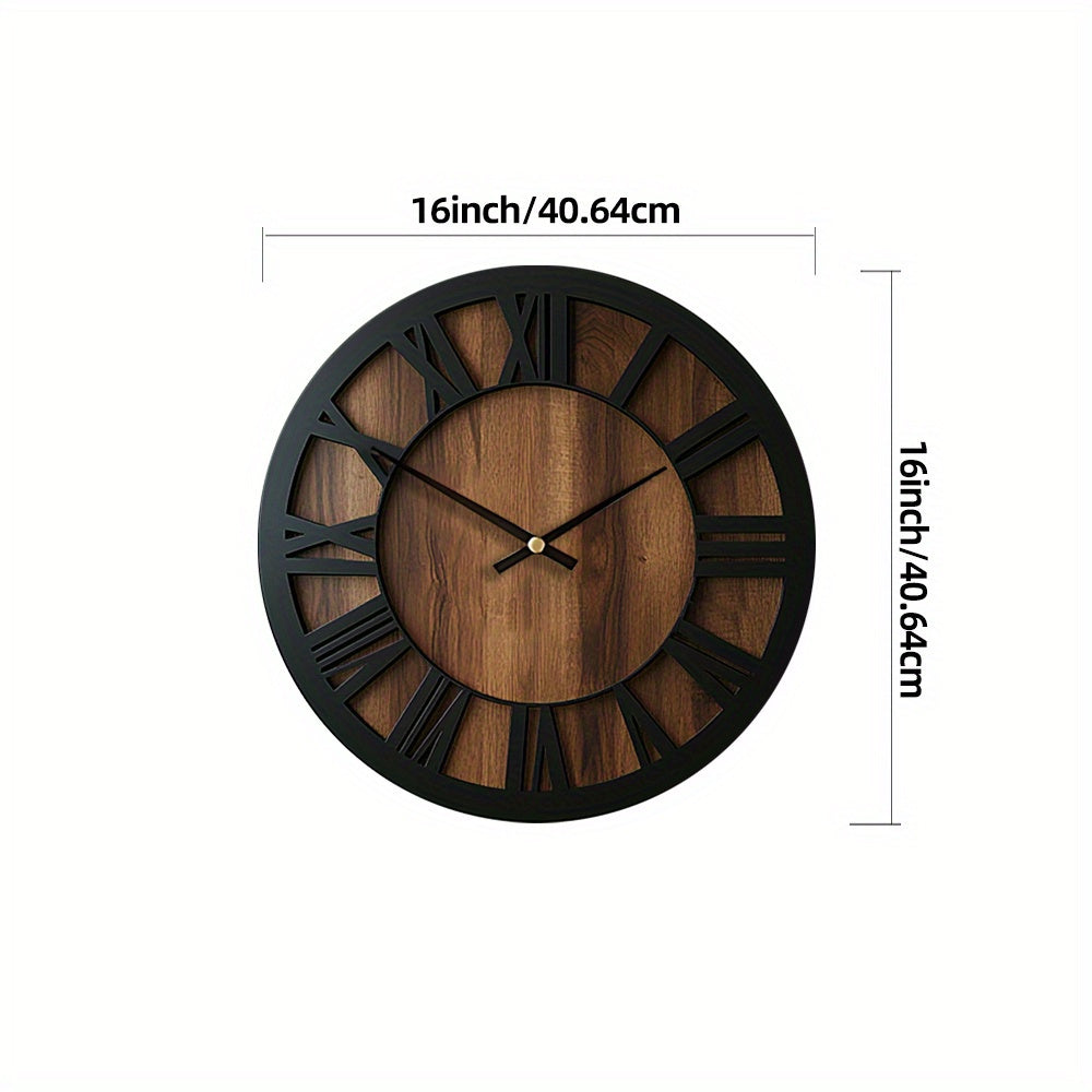 Horloge ronde en bois naturel, silencieuse, design épuré, pour salon contemporain.