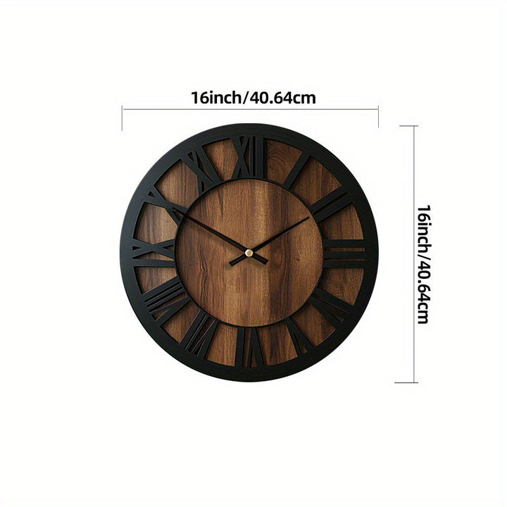Horloge ronde en bois naturel, silencieuse, design épuré, pour salon contemporain.