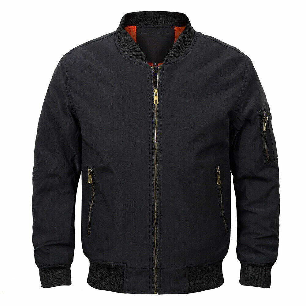Blouson aviateur homme noir élégant, idéal pour l'hiver. Veste chaude et confortable style décontracté chic.