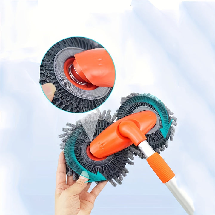Accessoire de lavage voiture 360° LuxeShine, brosse double tête pour un nettoyage auto complet et sans effort.