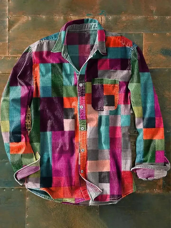 Chemise confortable à carreaux pour femme et homme. Look décontracté moderne, idéale pour printemps, été, automne, hiver.