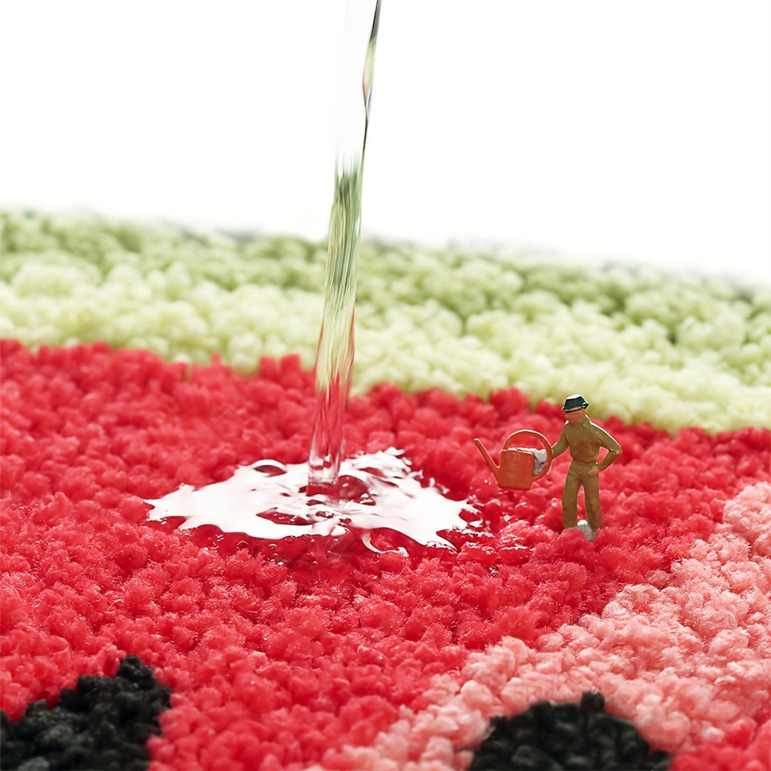Tapis de salle de bain fantaisie, motifs fruits colorés, doux, absorbant et facile à laver.