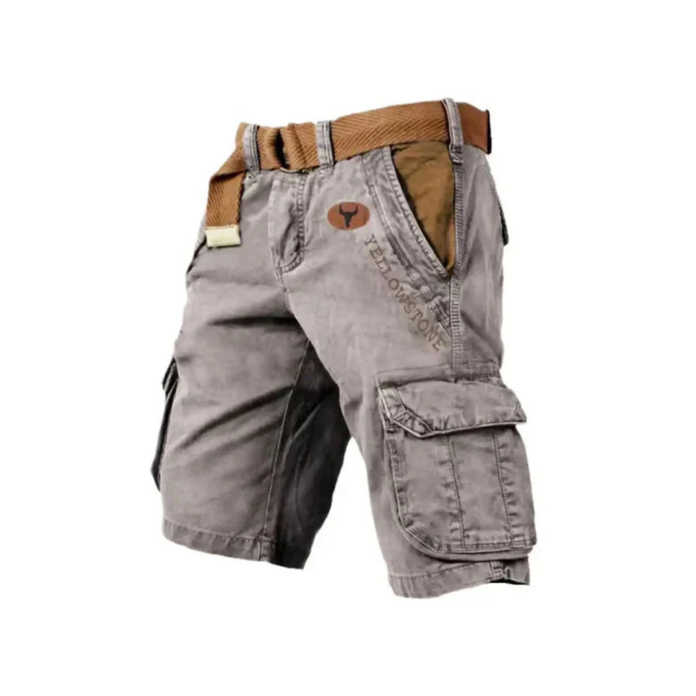 Pantalon court cargo homme utilitaire, doté de nombreuses poches pratiques. Idéal pour style tactique ou décontracté.