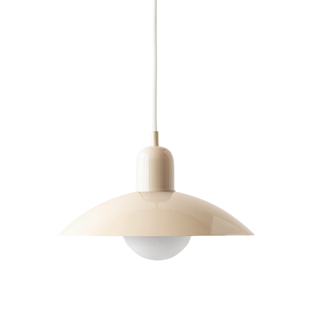 Lampe suspendue design, Macaron jaune doux, éclairage chaleureux pour salle à manger.