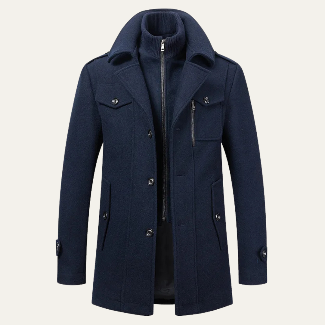 Trench coat homme long et élégant, parfait pour l'hiver et la mode masculine chic.