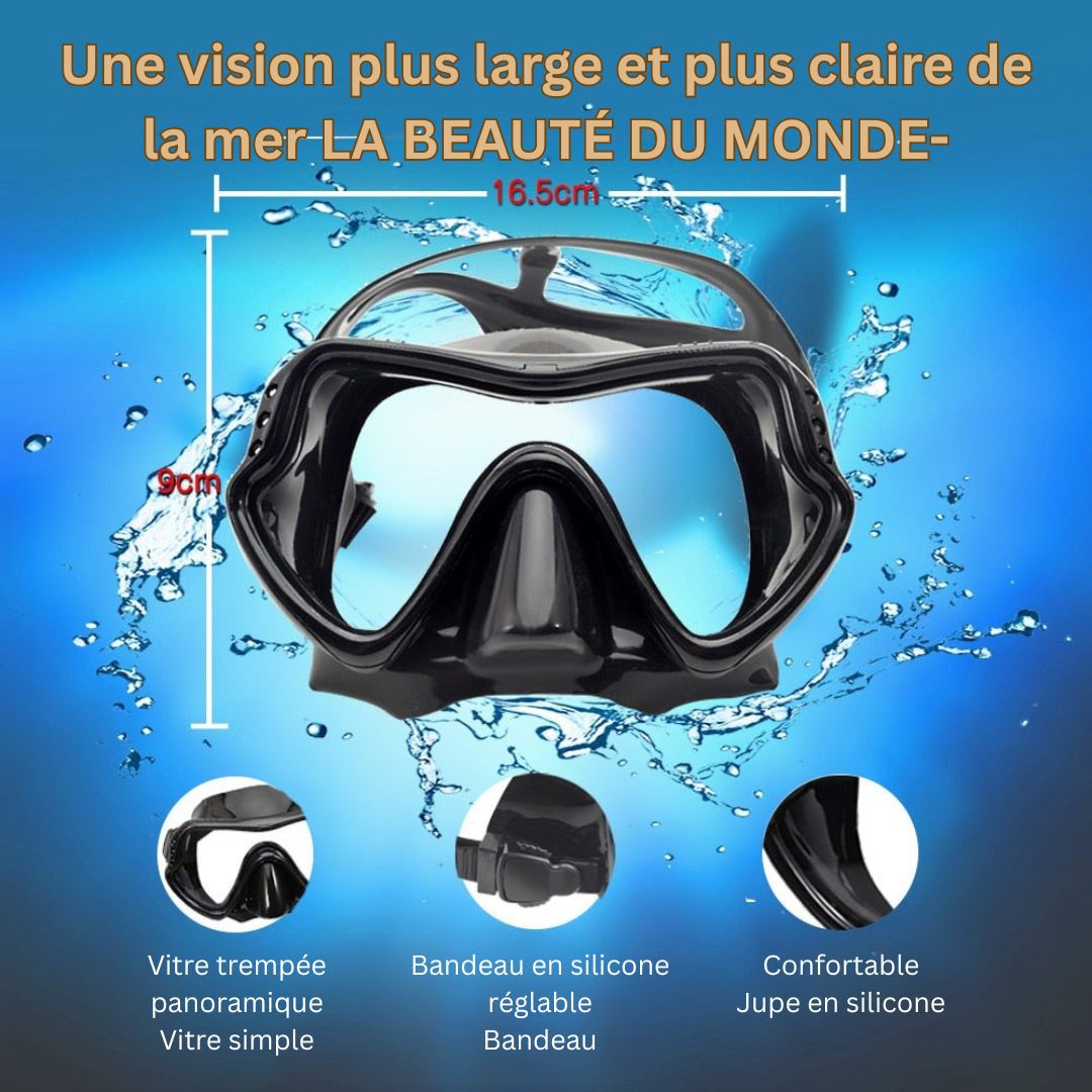 Masque et tuba AquaElite anti-buée, facile à utiliser, pour une plongée adulte confortable.