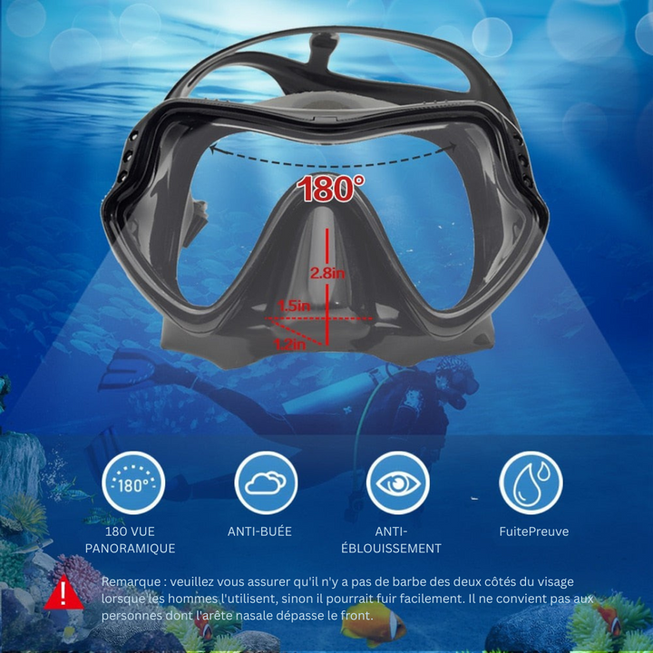 Masque de plongée et tuba AquaElite robuste, anti-buée, équipement de qualité pour adultes.