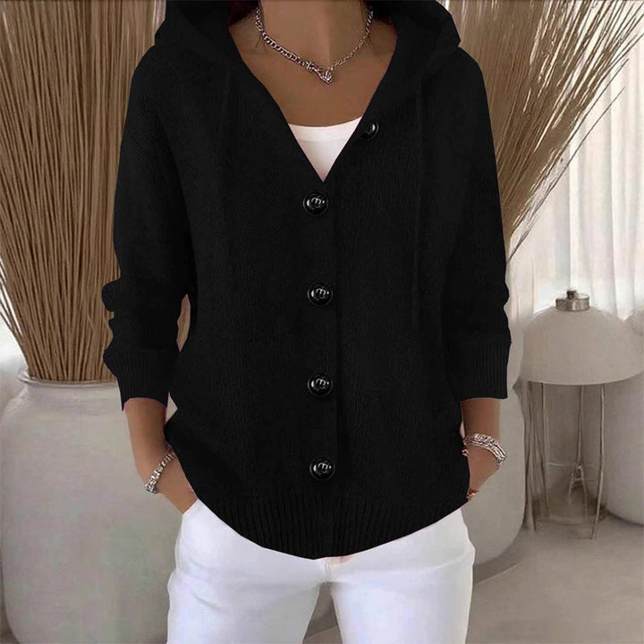 Cardigan à capuche ample femme, doux et chaud. Parfait pour un look quotidien décontracté élégant mi-saison.