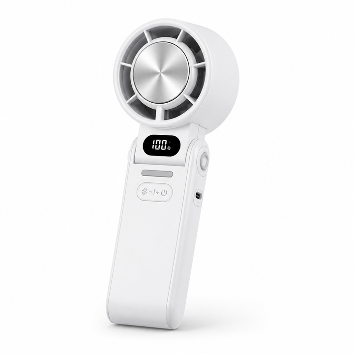 Profitez d'une fraîcheur optimale avec ce ventilateur portable pliable, rechargeable USB-C, pour tous vos besoins d'été.