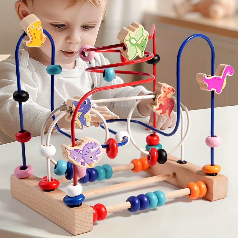 Jouet en bois : boulier d'éveil pour stimuler la logique, les couleurs et la coordination œil-main chez l'enfant.