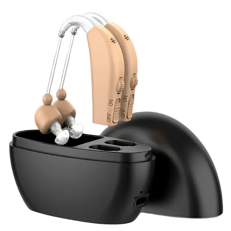 Aide auditive rechargeable avec réduction de bruit, confort auditif et longue autonomie.