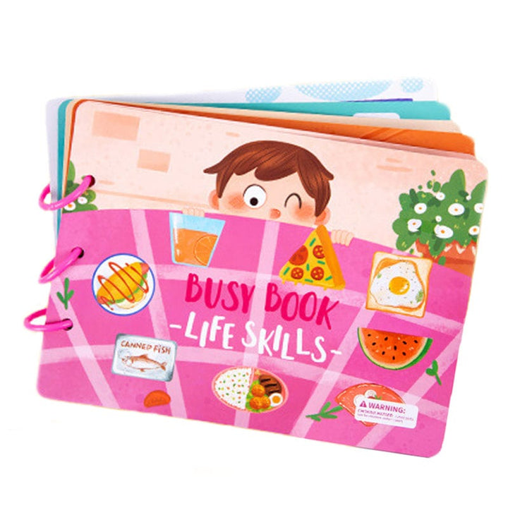 Livre éducatif Montessori portable, parfait pour l'apprentissage actif et le jeu en voyage.