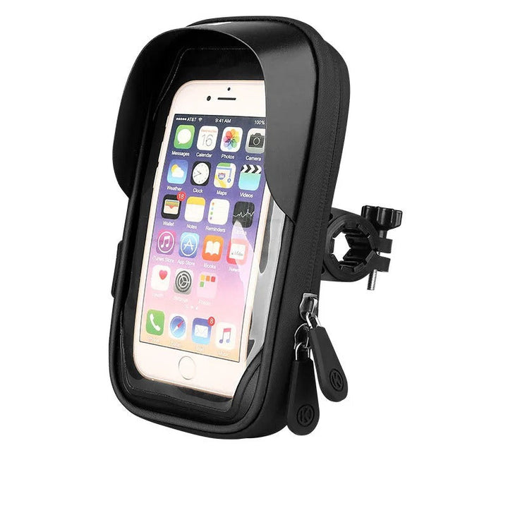 Support smartphone noir universel étanche pour vélo et moto. Robuste, rotation 360° pour GPS.