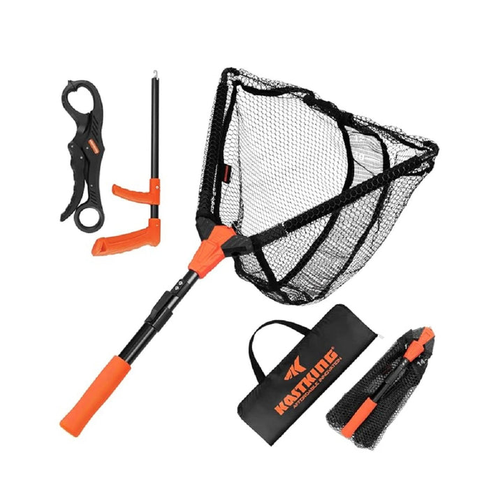 Accessoire de pêche: nasse flottante avec règle de mesure intégrée, pliable et durable.