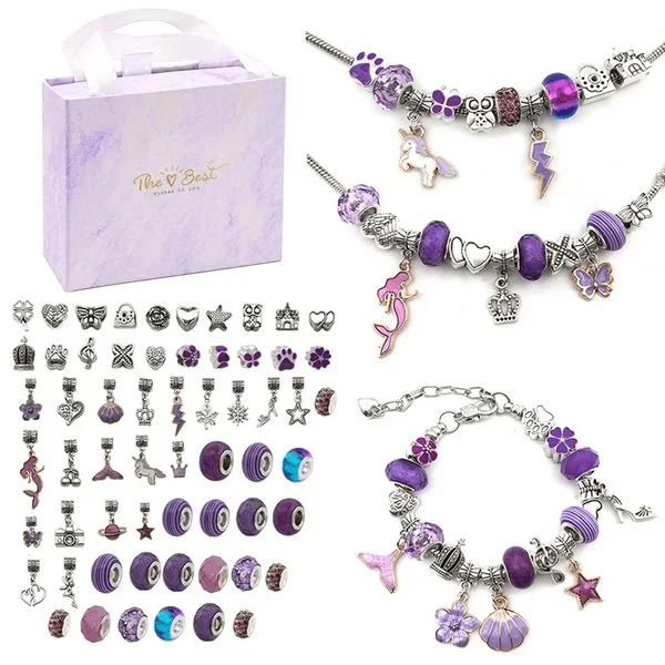 Cadeau idéal pour fille: kit bijoux DIY anti-écrans, développe motricité fine et créativité.