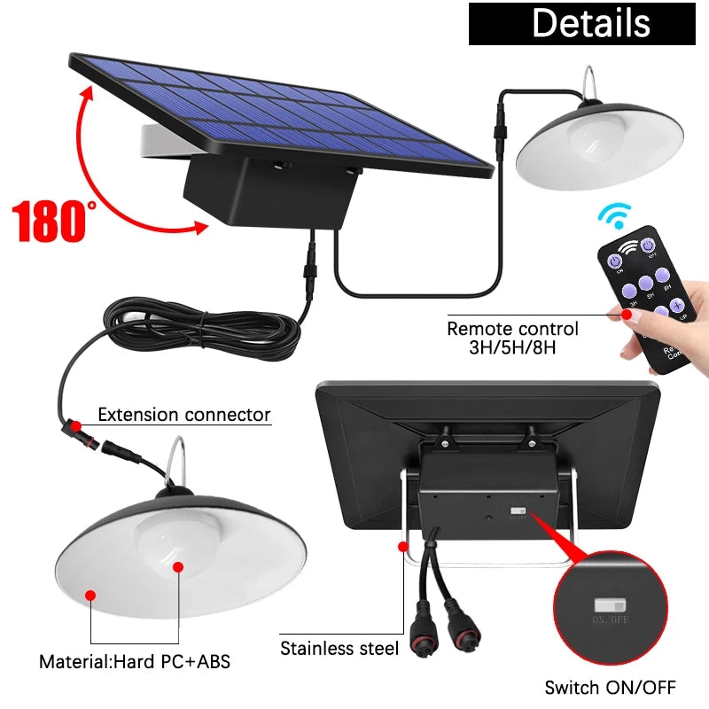 Kit de 2 lampes LED solaires sans fil avec télécommande, idéal pour éclairage extérieur et intérieur.