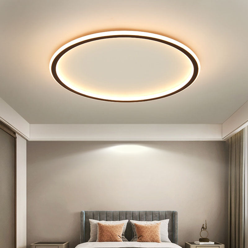 Lampe de plafond LED ronde scandinave minimaliste, éclairage moderne pour salon ou chambre.