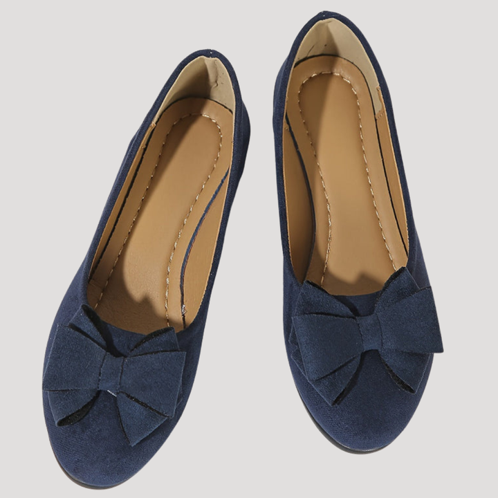 Ballerines compensées femme grises à nœud, chaussures élégantes, parfaites pour l'automne-hiver.