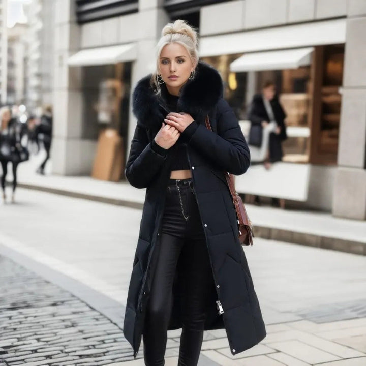 Manteau doudoune long matelassé femme, ultra confortable et chaud, avec capuche pour l'hiver.