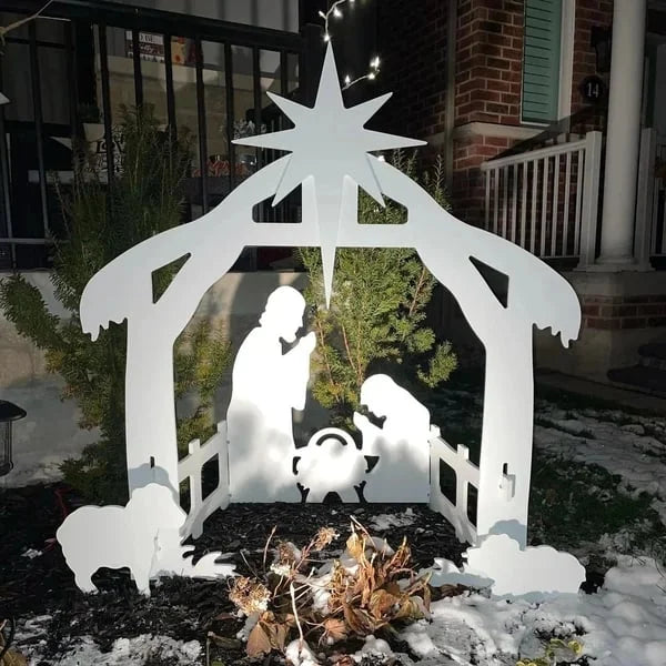 Décoration de Noël extérieure élégante : Crèche de la Nativité résistante aux intempéries, sublime votre jardin.