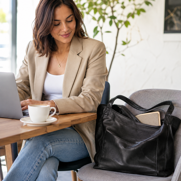 Spacieux sac fourre-tout Elegancia pour femme, style vintage, idéal pour tout transporter.