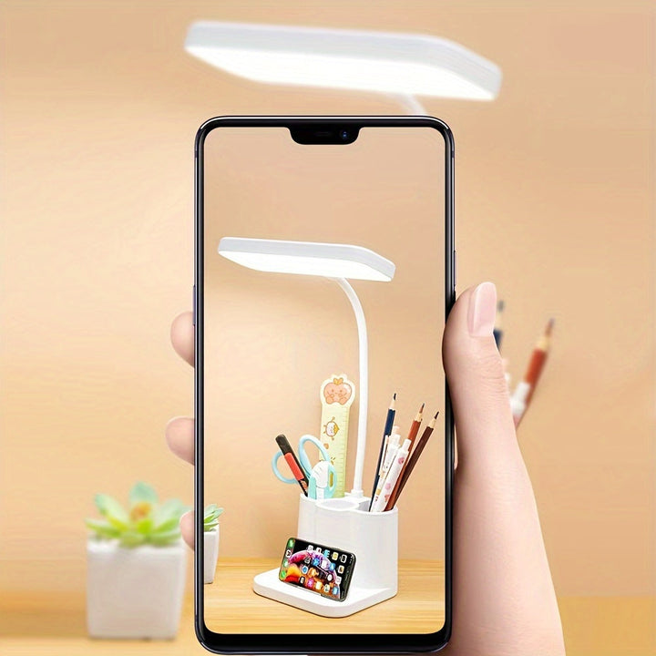Lampe de bureau LED sans fil pour étude, avec 3 modes d'éclairage réglables et commande tactile. Rechargeable USB.