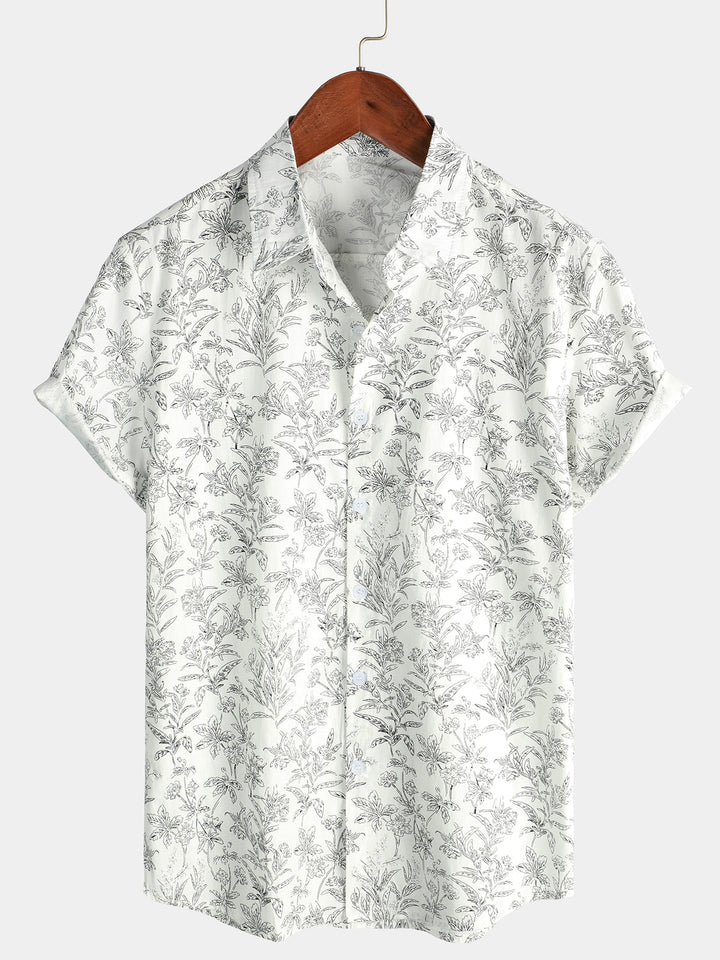 Chemise homme hawaïenne, motif palmier, style été décontracté, mode masculine plage.