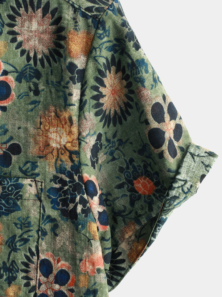 Chemise manches courtes fluide, coupe décontractée, imprimé tropical pour homme moderne.