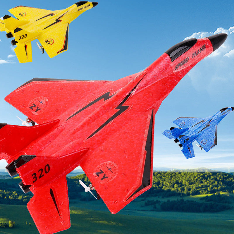 Cadeau enfant : avion télécommandé moderne, modèle réduit bleu et jaune pour des heures de jeu RC.