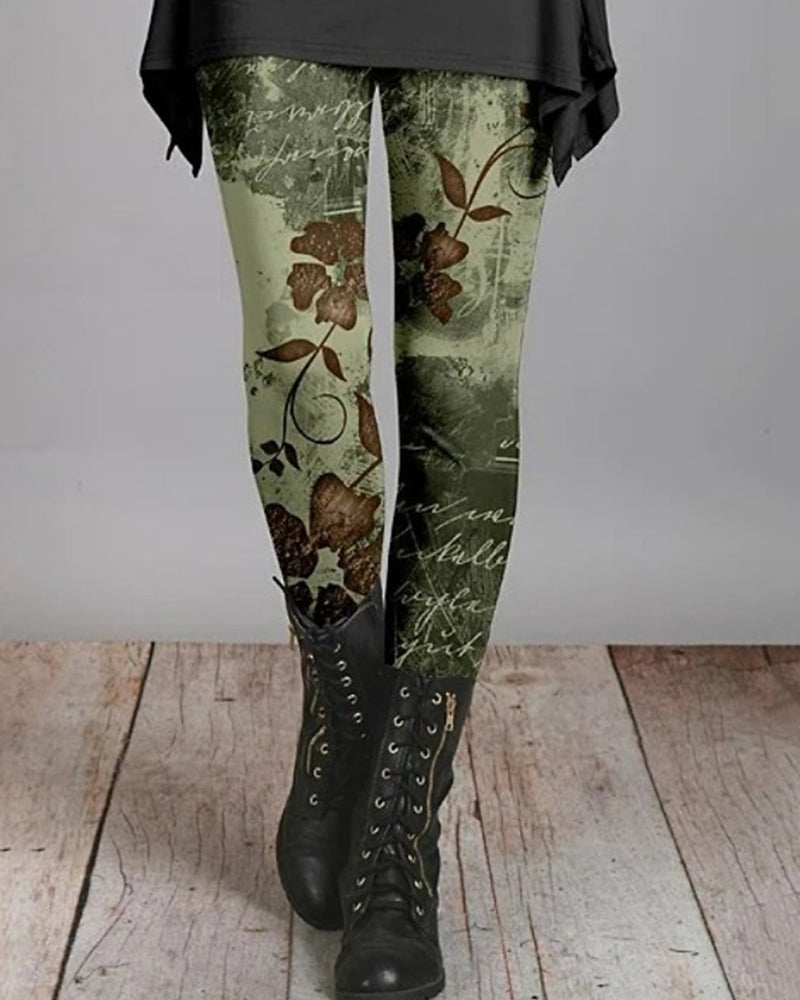 Leggings bohème rétro Ziva femme à imprimés ethniques vibrants, confortables pour festival ou mode décontractée.