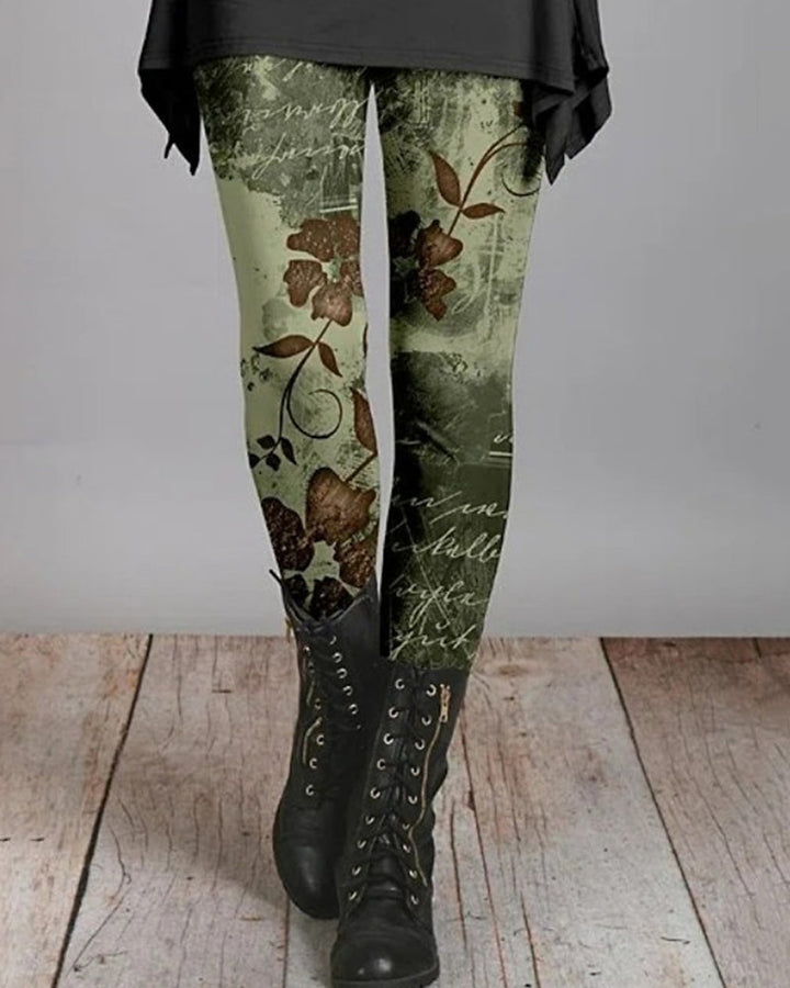 Leggings bohème rétro Ziva femme à imprimés ethniques vibrants, confortables pour festival ou mode décontractée.